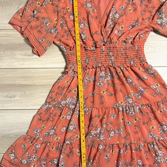 Max Studio Floral Tiered Dress XL Boho Smocked Waist - Picture 7 of 8